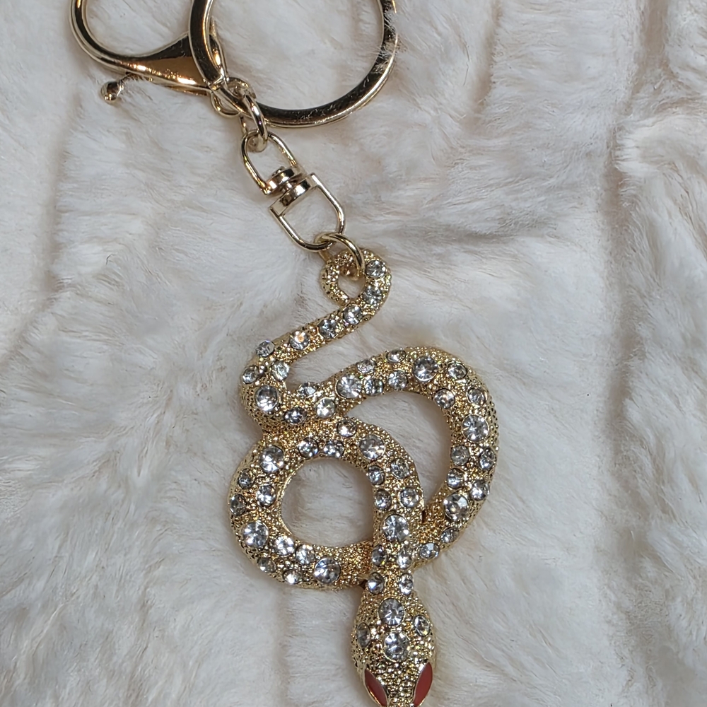 Gold Crystal Snake Keychain